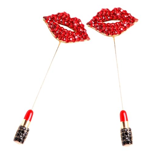Homoyoyo 2 Stück Lippenstift Brosche muttertag Lippen Brosche Mode Brosche Hochzeit Brosche lustig Emaille-Wassermelonen-Broschen Ring Frauen-Kleidernadel Stellnadel Legierung rot von Homoyoyo