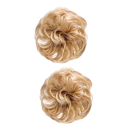 Homoyoyo 2 Stück Messy Bun Haarteil mit Elastischem Haargummi Synthetische Dutt Haarverlängerung Natürlich Glänzend und Weich Einfach zu Tragen für Damen bei Partys Hochzeiten und Alltag von Homoyoyo