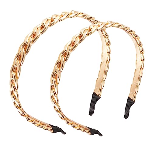 Homoyoyo 2 Stück Metall Haarband Ketten Haarreifen Für Damen Goldfarben Party Kopfschmuck Hochzeits Accessoires Modisches Stirnband von Homoyoyo
