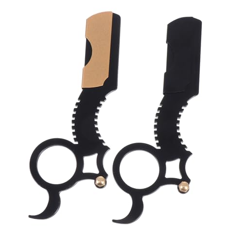 Homoyoyo 2 Stück Multifunktionaler Bart Rasierer Vintage Handrasierer aus Edelstahl Rutschfester Griff Tragbar für Herren Bartpflege Geeignet für Friseursalon und Heimgebrauch von Homoyoyo