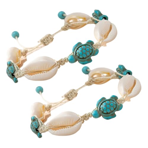 Homoyoyo 2 Stück Muschelarmband Fußschmuck am Strand Strandschmuck hawaiianisches Armband Strand Armband Hülse von Homoyoyo