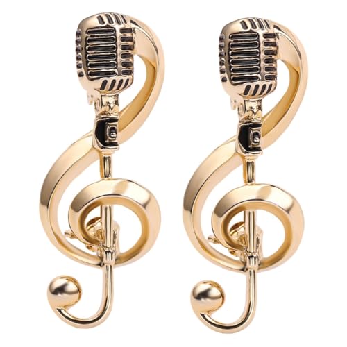 Homoyoyo 2 Stück Musik Brosche Dekorativ Für Zubehör Mikrofonbrosche Stilvoll Musical Symbol Stifte Mode Musikbrosche Broschüren Broschennadel Legierung Golden von Homoyoyo