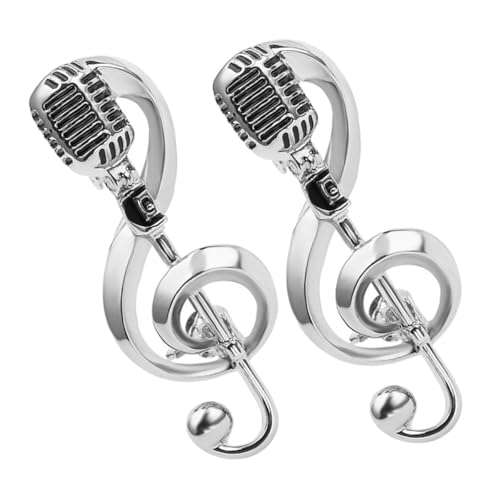 Homoyoyo 2 Stück Musik-Brosche-Schmuck Broschenstifte Musikalische Brosche Emaille Anstecknadel mit Musiknoten Musical Broschen für Frauen Brosche für Herrenanzug Legierung Silber von Homoyoyo