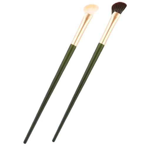 Homoyoyo 2 Stück Nasen Contour Pinsel Halbrund Grüne Holzgriffe Weiche Borsten Vielseitiger Make Up Pinsel für Präzises Konturieren und Schatten Wiederverwendbar für Damen und Make Up von Homoyoyo