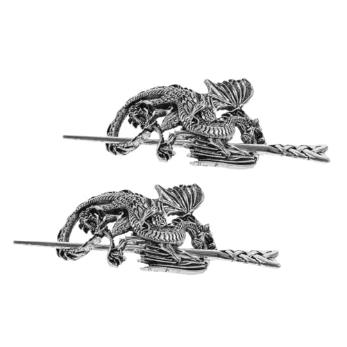 Homoyoyo 2 Stück Nordische Vintage Haarnadeln Drachenform Metall Haarklammern für Dutt Styling Langlebig und Sicherer Traditioneller Chinesischer Haarstab für Damen Alltag von Homoyoyo