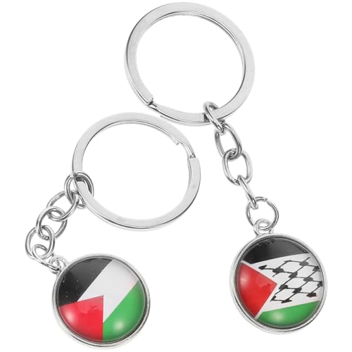 Homoyoyo 2 Stück Palästina flagge Schlüsselanhänger Dekorativer Runder Metallanhänger Leichte Schlüsselringe für Tasche Stilvoller Patriotismus schmuck für Alltag und Geschenk von Homoyoyo