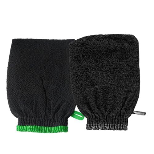 Homoyoyo 2 Stück Peelinghandschuhe aus Schwarzer Kunstseide Exfolierende Dusch Handschuhe mit Elastischem Material Maschinenwaschbar für Männer Frauen Aufhängeschlaufe Zufällige Farbe von Homoyoyo