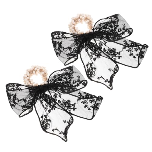 Homoyoyo 2 Stück Perlen Haarband Mit Spitze Elastische Haargummis Für Frauen Bogenhaarbänder Für Partys Und Alltagsoutfits von Homoyoyo