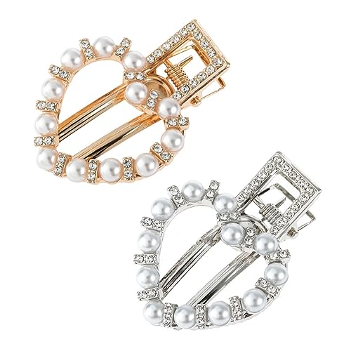 Homoyoyo 2 Stück Perlen Haarspangen Damen Leichte Metalllegierung Clips mit Hohlem Herz Design und Strass Vielseitig für Hochzeit Party Alltag Geeignet Haut und Haarschonend von Homoyoyo