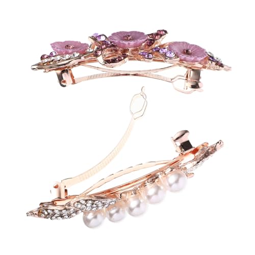 Homoyoyo 2 Stück Perlen Haarspangen aus Langlebiger Legierung mit Blumenverzierung Rutschfest Stilvoller Brautschmuck und Haarschmuck für Frauen und Besondere Anlässe von Homoyoyo