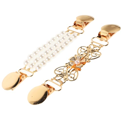 Homoyoyo 2 Stück Perlmutt-Cardigan-Clip Kleidung Cinch-Clip Cinch-Clips für Damenbekleidung Kleiderclips zum Anpassen Hemdclips für Damenoberteile Legierung Golden von Homoyoyo