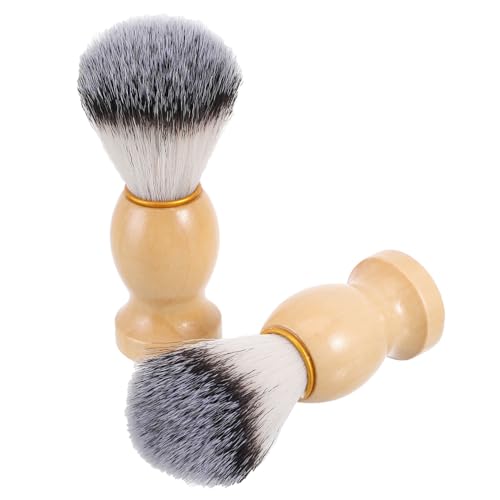 Homoyoyo 2 Stück Rasierpinsel mit Holzgriff Weiche Nylonborsten Vegan Sanft Langlebig Bartpflege Herren Manuelle Rasur für Schaumbildung und Reinigung Rasur von Homoyoyo