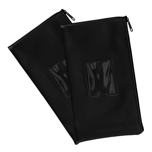 Homoyoyo 2stücke Geldbeutel Mit Reißverschluss Und Transparentem Fenster Für Schecks Bargeld Und Karten Einzahlungsbeutel Aus Strapazierfähigem Kunstleder Mit Kartenhalter von Homoyoyo