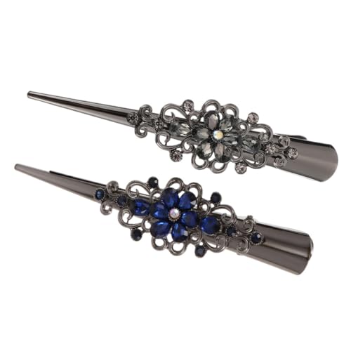 Homoyoyo 2 Stück Retro Duckbill Haarklammern für Mädchen Metall Haarclips für Dickeres oder Dünneres Haar für Partys und Besondere Anlässe Schwarz und Blau von Homoyoyo
