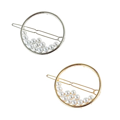 Homoyoyo 2 Stück Runde Haarklammern mit Perlenbesatz Hohl Gestaltete Haarspangen Schmuck Haarnadeln für Damen Passend zu Hochzeit Party Festlichen Anlässen Gold und Silberfarben von Homoyoyo
