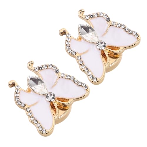 Homoyoyo 2 Stück Schmetterling Brauthemd Adapter Damen Strass Knopf Schmetterling Manschettenschmuck Manschettenknöpfe Zinklegierung Weiß von Homoyoyo