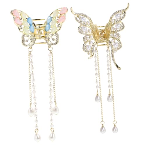 Homoyoyo 2 Stück Schmetterling Haarspangen mit Funkelnden Strasssteinen Robuste Metallklammern Fester Griff Haarschonend Dekorative Haarklammern für Damen und Mädchen von Homoyoyo
