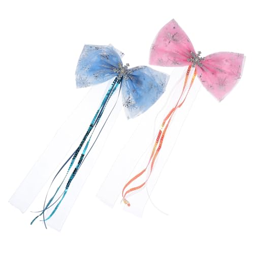 Homoyoyo 2 Stück Schneeflocken haarspangen mit Schleifenmotiv in Blau und Große Haarklammern für Damen Weihnachtliche Haarschmuck barette Langlebig Einfach zu Tragen Festliche Accessoires von Homoyoyo