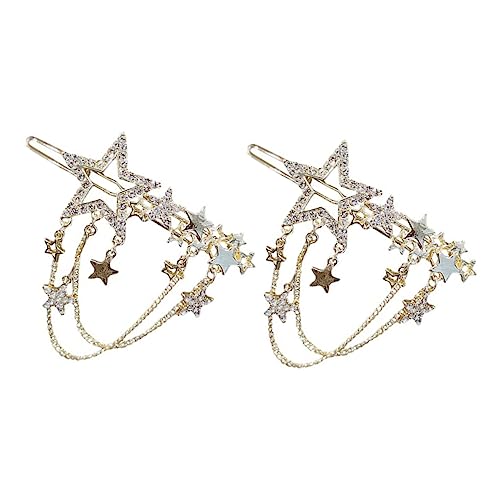 Homoyoyo 2 Stück Stern Haarspangen mit Strass und Quaste Glitzernde Haarklammern für Mädchen Seitliche Haarclips Eleganter Haarschmuck für Alltag Party Weihnachten und Kostümfest von Homoyoyo