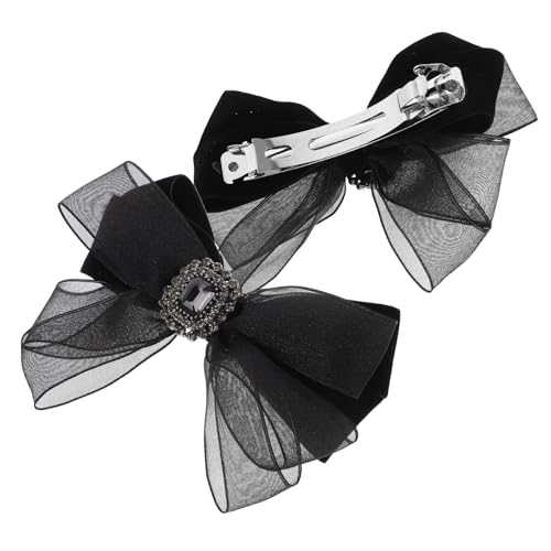 Homoyoyo 2 Stück Strass Haarklammern Schwarze Schleifen mit Mesh und Funkelnden Strasssteinen Stilvolle Damen Haarspangen für Hochzeit Fotoshooting und Alltag Leicht und Langlebig von Homoyoyo