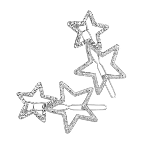 Homoyoyo 2 Stück Strass Haarspangen Funkelnde Stern Haarklammern Glitzernde Haarschmuck Clips für Damen Mädchen Vielseitig für Alltag Party Hochzeit von Homoyoyo