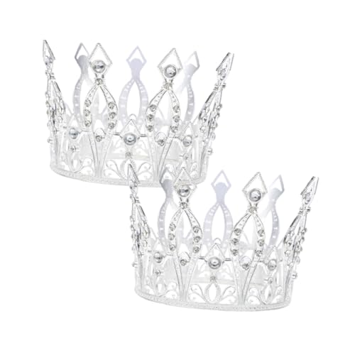 Homoyoyo 2 Stück Strass Krone Haarreif Teilig für Braut und Vielseitiges Party Accessoire für Hochzeit Geburtstag Mottoparty Silberner Tiara Haarreifen für Damen und Mädchen von Homoyoyo