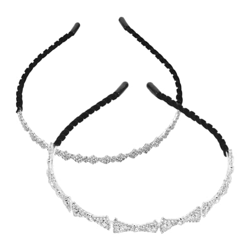 Homoyoyo 2 Stück Strass-Stirnband Haarspange Stirnband Glitzerstirnband Brautkopfbedeckung Schleife Haarspangen Frauen Haarschmuck aus Strass Perlenhaarclip Kupfer von Homoyoyo