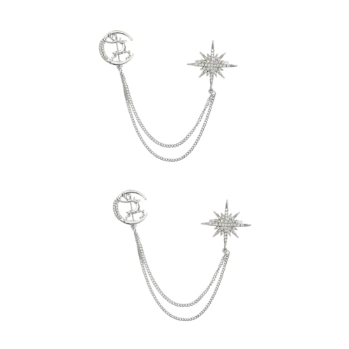 Homoyoyo 2 Stück Stylische Brosche mit Ketten Design Anstecknadel für Kleidung für Anzüge Pullover Kleider Taschen Modisches Accessoire von Homoyoyo