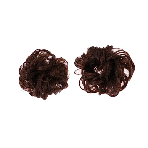 Homoyoyo 2 Stück Synthetischer Haarring Hellbraun Voluminöser Dutt Haarschmuck Flauschiger Chignon Haarknoten Helfer für Frauen und Mädchen Langlebiges Material Einfach Anzuwenden von Homoyoyo