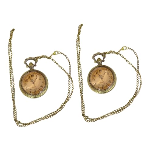 Homoyoyo 2 Stück Taschenuhr Digitaluhr Uhren Für Männer Automatikuhr Männer Halskette Sehen Sie Sich Die Anzeigekoffer An Klassische Uhren Für Herren Mann Beobachten Golden Legierung von Homoyoyo