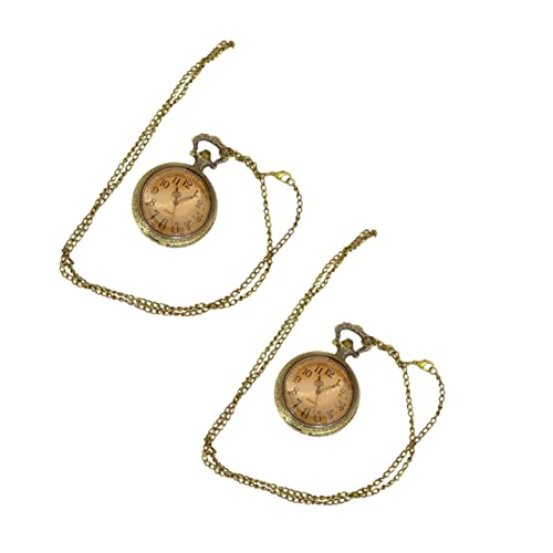 Homoyoyo 2stücke Retro Taschenuhr Hängende Uhr Clamshell Design Vintage Taschenuhr Anhänger Hochwertige Zeitmesser Praktisch Zu Tragen von Homoyoyo