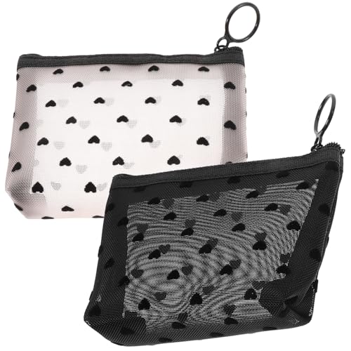 Homoyoyo 2 Stück Teiliges Damen Make Up Täschchen Kleine Kosmetiktaschen mit Reißverschluss Leichte Nylon Mesh Kulturbeutel für Reisen Outdoor Camping Kompakte Schminktaschen Organizer von Homoyoyo