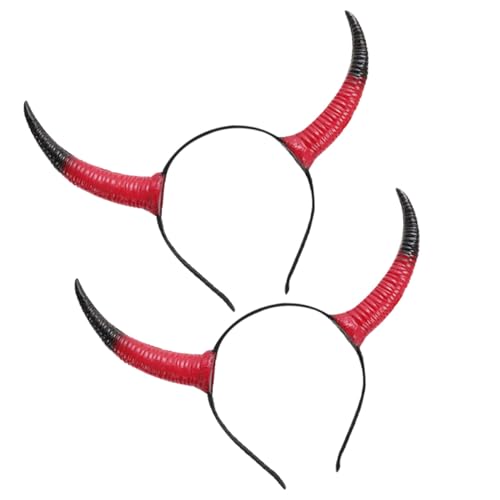 Homoyoyo 2 Stück Teiliges Damen Stirnband mit Rotschwarzem Teufelshorn Design Langlebiges Cosplay Accessoire für Halloween Karneval Party und Tierkostüm Praktischer Kopfschmuck für Fasching von Homoyoyo