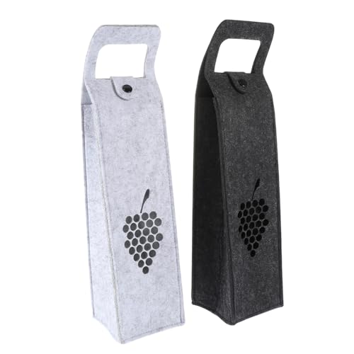 Homoyoyo 2 Stück Teiliges Filz Weintragetaschen Tragbare Verstärkte Flaschentaschen in und Dunkelgrau Wiederverwendbar Langlebig als Geschenkverpackung für Rotwein Whisky Party und von Homoyoyo