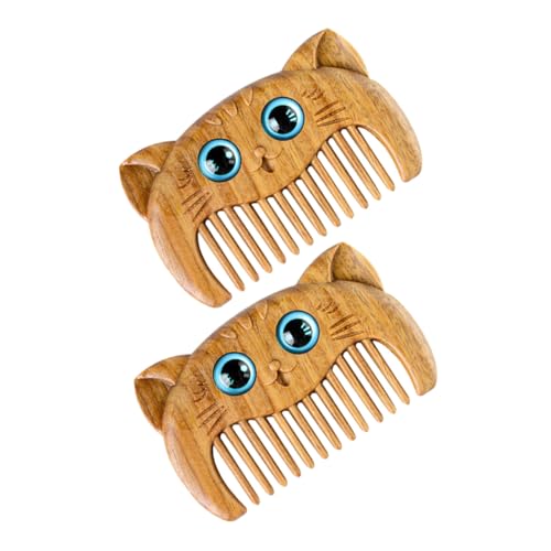 Homoyoyo 2 Stück Teiliges Grüner Sandelholz Haarkamm mit Katzenmassagefunktion Leicht Robust Handlich Ergonomisch Geformt für Herren und Damen zur Haar und Bartpflege Einzigartiges Design von Homoyoyo