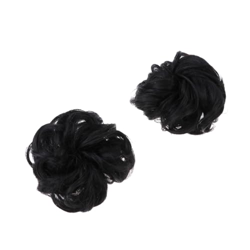 Homoyoyo 2 Stück Teiliges Haar Dutt aus Synthetischem Haar Natürlicher Schwarzer Haarkranz für Voluminöse Hochsteckfrisuren Langlebiges Haarschmuck Tool für Frauen und Mädchen von Homoyoyo