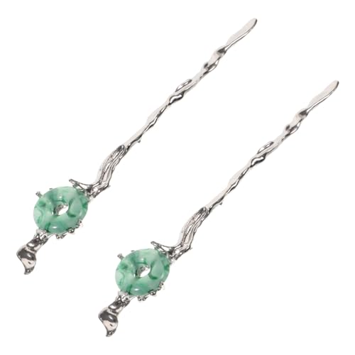 Homoyoyo 2 Stück Teiliges Haarschmuck Silberfarbenem Retro inspiriertem Jade haarstab in Schlangenform Klassisches Design für Frauen und Mädchen Sicherer Halt und Sanftes Styling bei von Homoyoyo