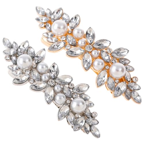 Homoyoyo 2 Stück Teiliges Haarschmuck mit Funkelnden Strass Perlen Haarspangen für Damen und Mädchen Sichere Schonende Haarklammern Silber und Gold Haaraccessoires für Festliche Anlässe von Homoyoyo
