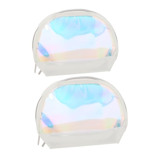 Homoyoyo 2 Stück Teiliges Kosmetiktaschen aus Langlebigem TPU Halbrund Silberfarben Tragbar für Make Up Kleine Reise und Aufbewahrungsbeutel Dekorative Transparente Kosmetik Organizer für von Homoyoyo