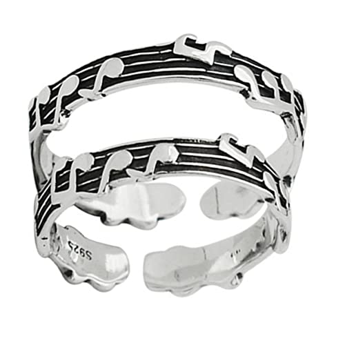 Homoyoyo 2stücke Kupfer Fingerringe Öffnung Ring Musiknote Damen Herren Ringe Retro Stil Ringschmuck von Homoyoyo
