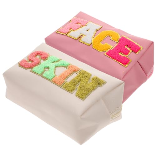 Homoyoyo 2 Stück Teiliges PU Kosmetiktaschen Wasserfest Tragbar Make Up Organizer mit Reißverschluss Große Kapazität Vielseitig Einsetzbar für Reisen und Alltag Rosa von Homoyoyo