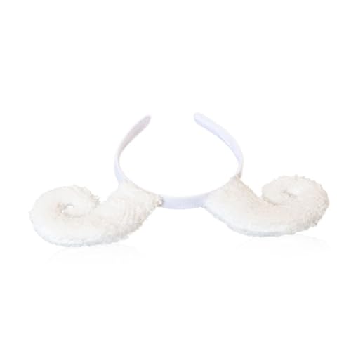 Homoyoyo 2 Stück Teiliges Plüsch Haarband mit Schafhörnern Weißes Cartoon Haarreifen Party Haarreif für Mädchen Cosplay und Kostüm Zubehör Leicht Rutschfest von Homoyoyo