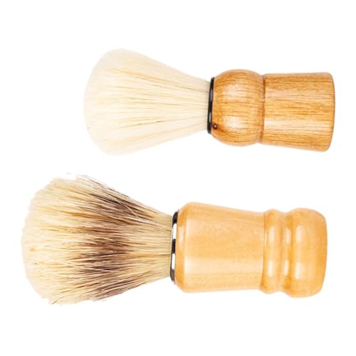 Homoyoyo 2 Stück Teiliges Rasierpinsel Holzgriff Borstenpinsel für Herren Langlebig und Vielseitig für Bartpflege und Gründliche Nassrasur für Tägliche Anwendung und Bartstyling von Homoyoyo