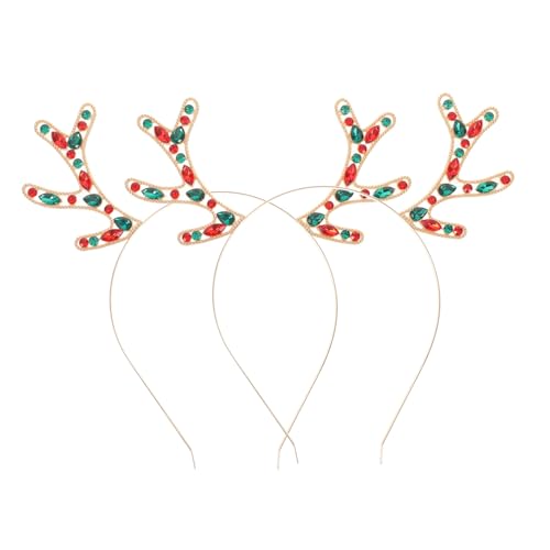 Homoyoyo 2 Stück Teiliges Rentier-haarreif Metallgeweih und Strassbesatz Komfortables Modisches Weihnachts-haarband für Festliche Partys Cosplay und Stilvolle Winter-accessoires von Homoyoyo