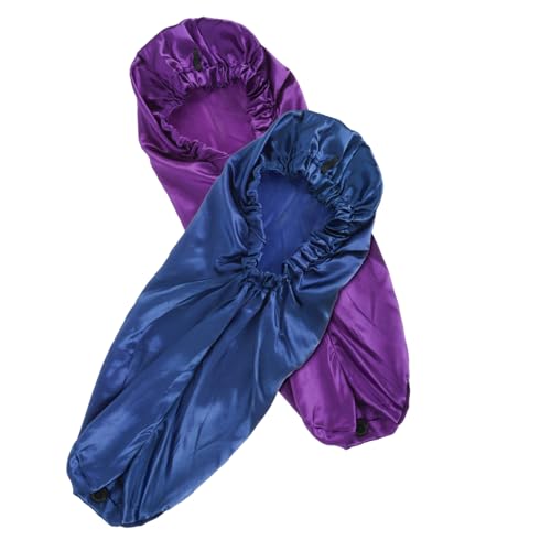 Homoyoyo 2 Stück Teiliges Satin Schlafmütze Damen mit Elastischem Band Lange Bequeme Bonnet Haarkappe zum Schutz von Haaren und Kissen Wiederverwendbar und Strapazierfähig für Nächtliche von Homoyoyo