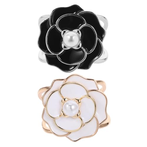 Homoyoyo 2 Stück Teiliges Schalring mit Perlen und Camellia Blume Halstuchhalter für Damen Vielseitige Schalclips für Schals Kopftücher Wollmäntel und Strickjacken Modischer von Homoyoyo