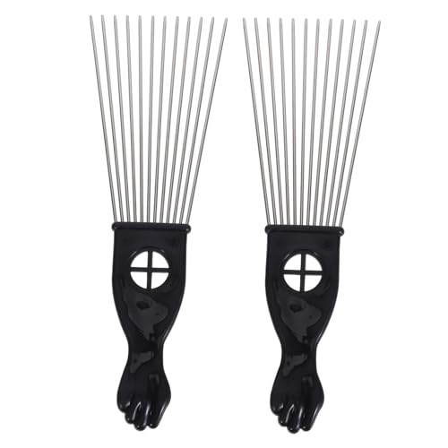 Homoyoyo 2 Stück Teiliges Set Stahl Nadelfächerkamm mit Breiten Zähnen Glättender Haarkamm für Dickes Verfilztes Haar Langlebiger Kunststoffgriff Geeignet für Herren Jungen und Zuhause von Homoyoyo