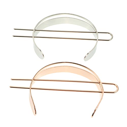 Homoyoyo 2 Stück Teiliges Set U Förmige Haarnadeln aus Legierung Schlichtes Design Haarstifte Silber und Roségold Langlebiger Haarschmuck für Damen und Brautfrisuren von Homoyoyo