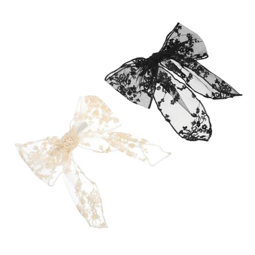 Homoyoyo 2 Stück Teiliges Spitzen Haarspangen mit Schleifenmotiv Eleganter Haarschmuck für Frauen Fester für Dickes und Dünnes Haar Modisches Accessoire in Schwarz und Weiß Vielseitig von Homoyoyo