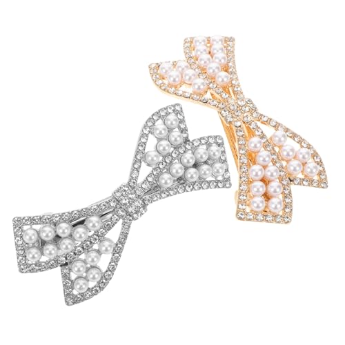 Homoyoyo 2 Stück Teiliges Strass Haarklammern mit Kunstperlen Funkelnde Schmuck Haarspangen für Braut Hochzeit Party und Alltag Stabile Elegante Kopfbedeckung für Damen von Homoyoyo